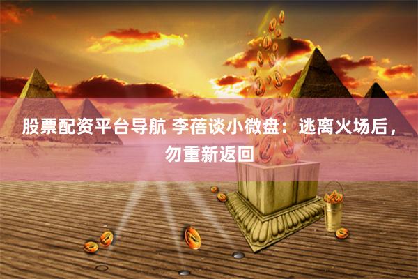 股票配资平台导航 李蓓谈小微盘：逃离火场后，勿重新返回