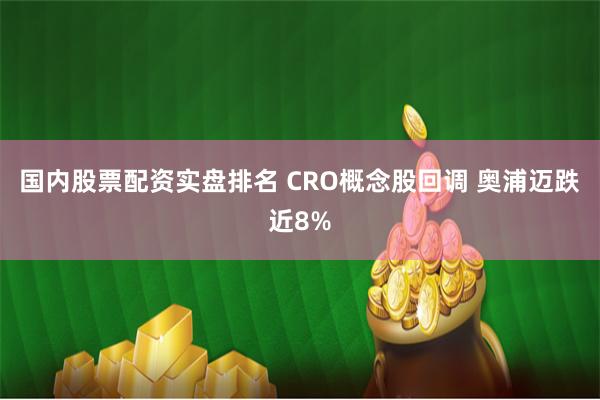 国内股票配资实盘排名 CRO概念股回调 奥浦迈跌近8%